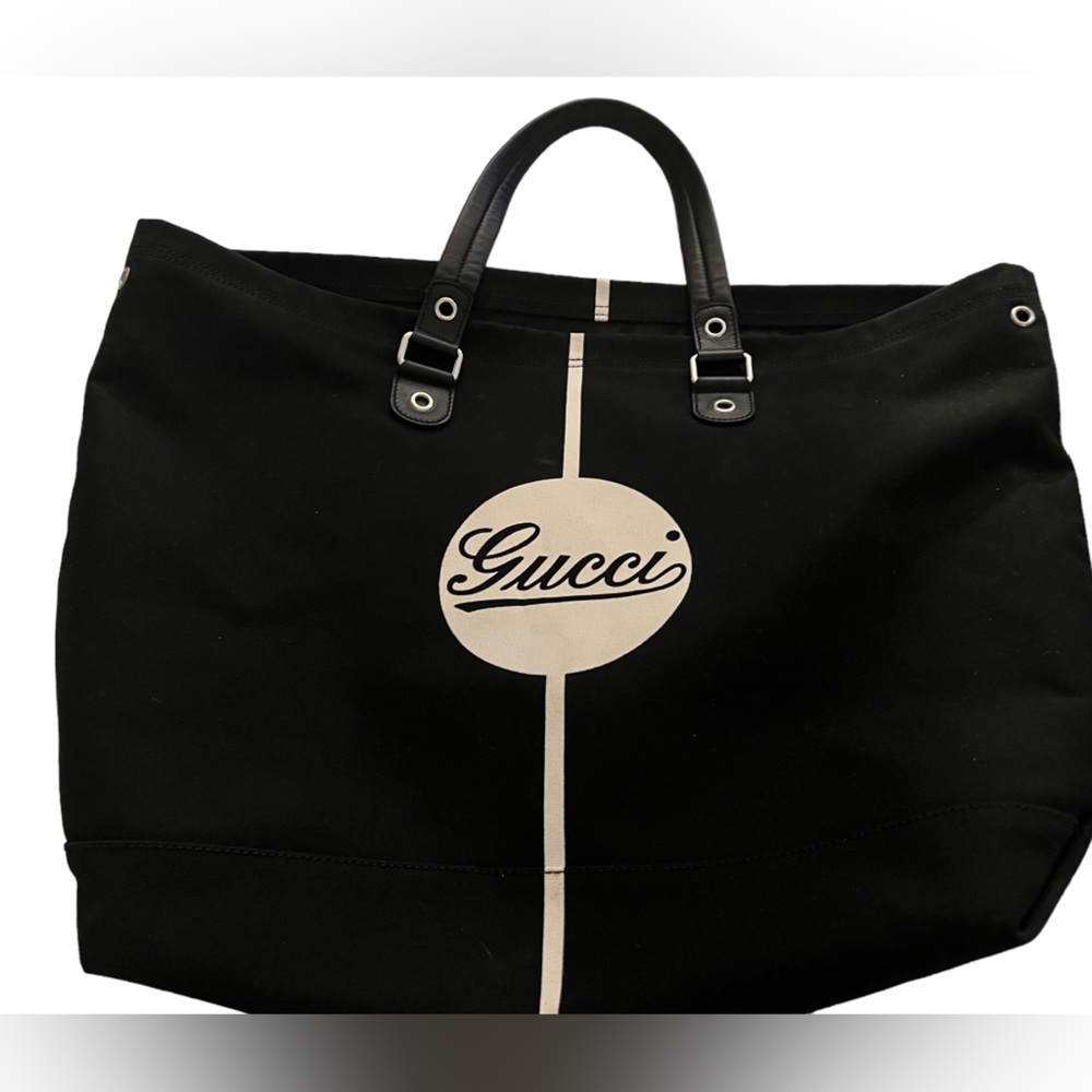 SOLD—CANVAS GUCCI TOTE BAG - XL black and white logo- PRE LOVED—SOLD